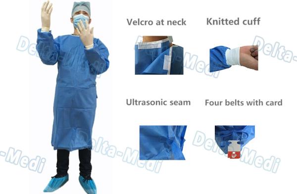 Barrier Disposable Surgical Gown , SMS Surgery Gown Alcohol Resistant With Towels