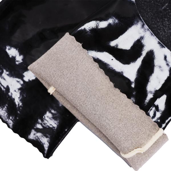Triple Dipped PVC Chemical Safety Gloves Black Textured Grip Cotton Lined Sandy Finish Work Gloves