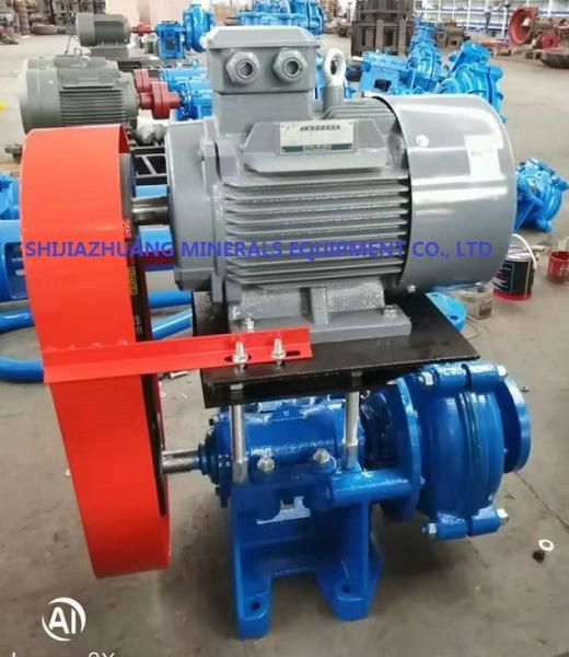 3 / 2 C r Rubber Lined Slurry Pumps Siemens Electric Motor Connected By Belts & Pulleys