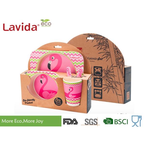 Food Grade Bamboo Childrens Dinner Set BPA Free 5 Pieces Free Heavy Metals