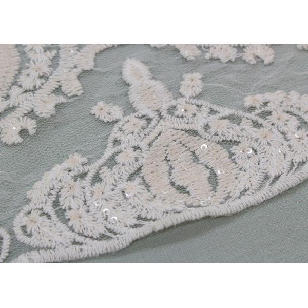 Ivory Sequin Lace Fabrics , Embroidered Bridal Lace Fabrics For Wedding Dresses