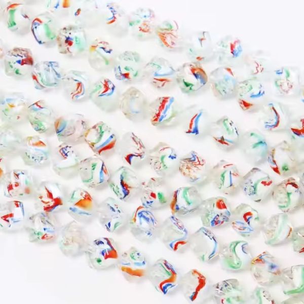 10mm White Irregular Lampwork Glass Beads for Diy Jewelry Making Loose Beads Wholesale