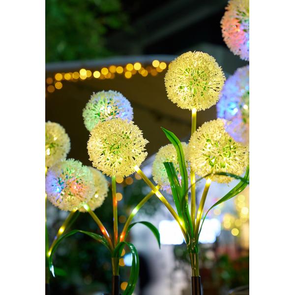 Ground Plug Triple Dandelion Solar Lawn Light for Outdoor Garden Landscape Ambient Patio