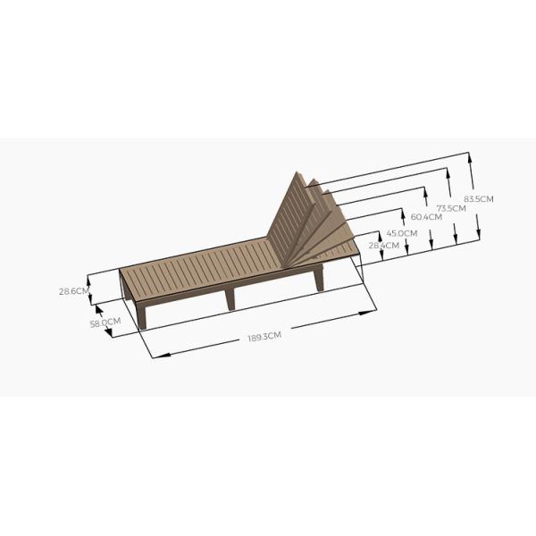 Modern Outdoor Beach Patio Hotel Sun Lounger Chair with Cushion and Stackable Design