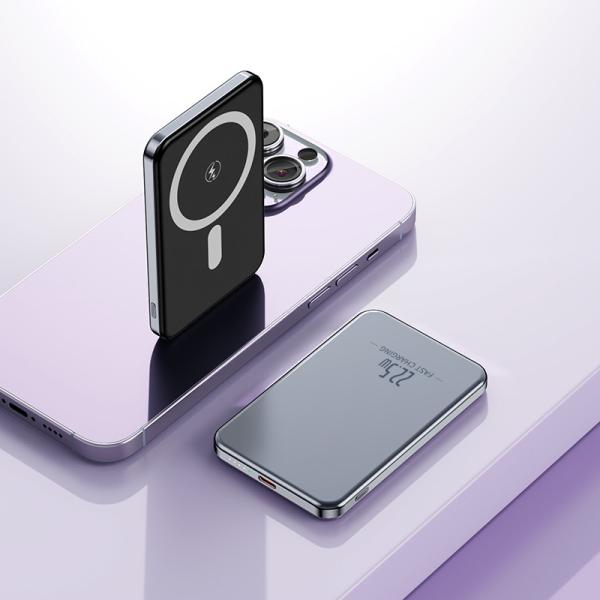 5000mAh Ultra-Slim Magnetic Wireless Power Bank – Aluminum, Fast Charging, Custom Logo Gift