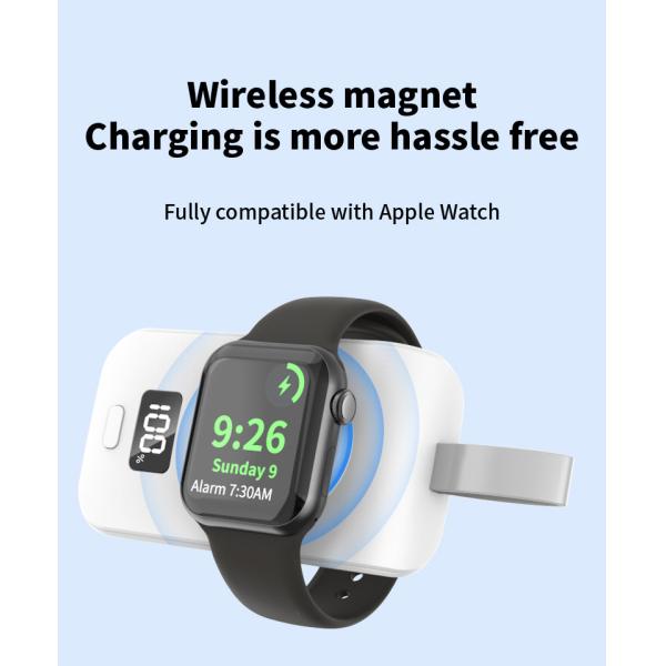 Беспроводный зарядный блок для iPhone и iWatch 2500mAh 98*22*145мм