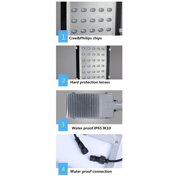 30W 60W 100W Municipal Solar Street Lights Aluminum Housing Dust Proof