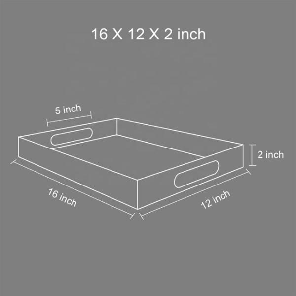 16x12x2inch 5mm PMMA бросило поднос изготовленного на заказ плексигласа ясный акриловый с ручками