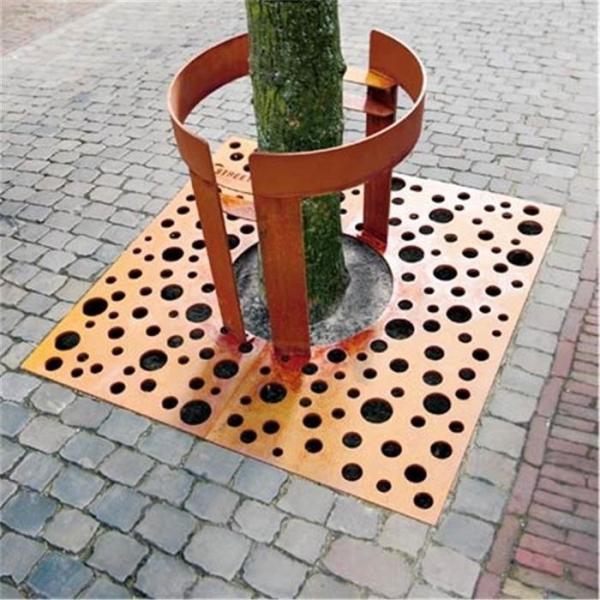Laser Cut Corten Steel Landscape Square Tree Grille Garden Decorative