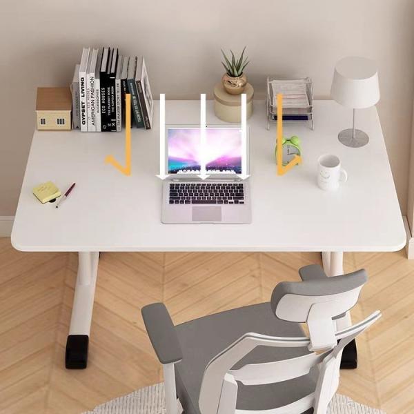 Height Adjustable Home Office Desk Children's White Wooden Study Table with Crank