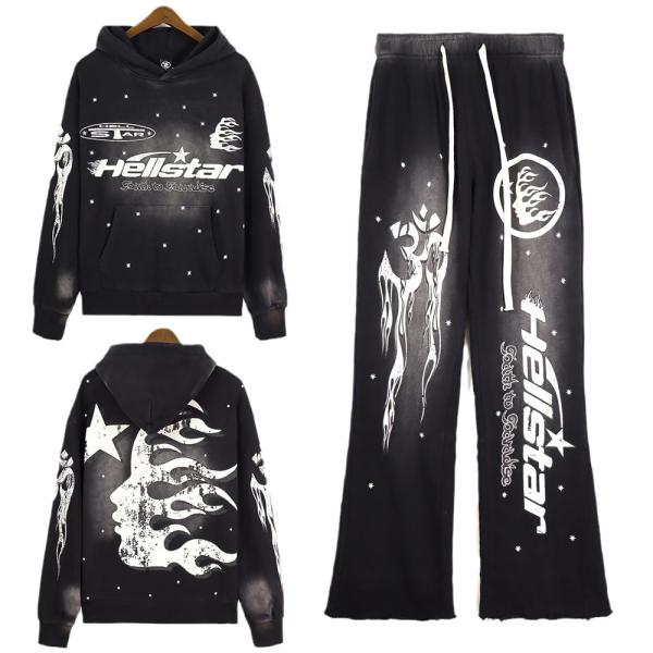 Men's 100% Cotton French Terry Tracksuit with Raw Hem Cut and Acid Washed Finish