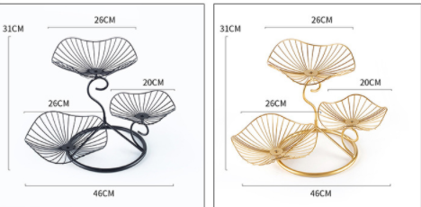 Powder Coated Anti Corrosion 0.8KG Steel Fruit Basket Three Storey