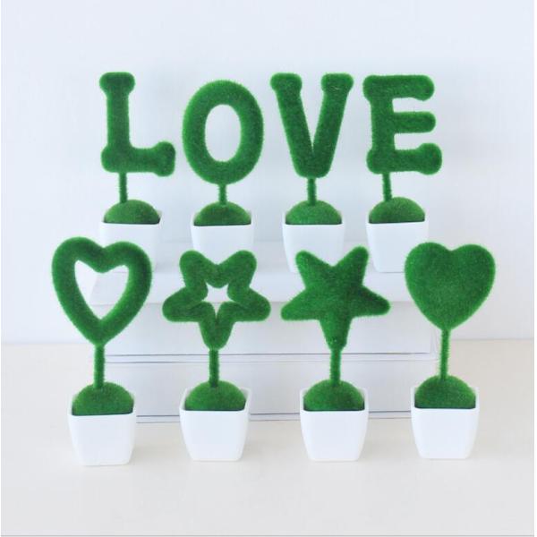 Love decoration Green artificial plant letter decor love/heart/star design table decor