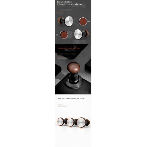 Adjustable Stainless Steel Scaled Base 51/53/58mm Solid Wood Handle Barista Coffee Tamper for Home