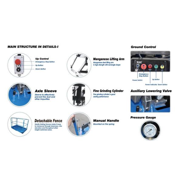 Plataforma elevadora móvil de tijera de 9000 mm de altura, plataforma elevadora hidráulica móvil para limpieza