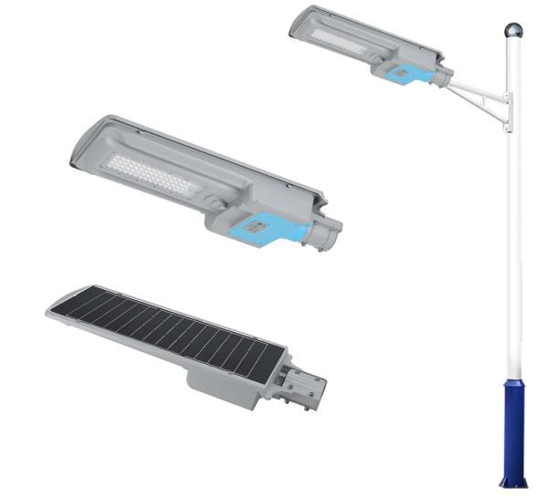 60w lithium battery with pole led solar panel power street light,integrated all in one led outdoor solar street light
