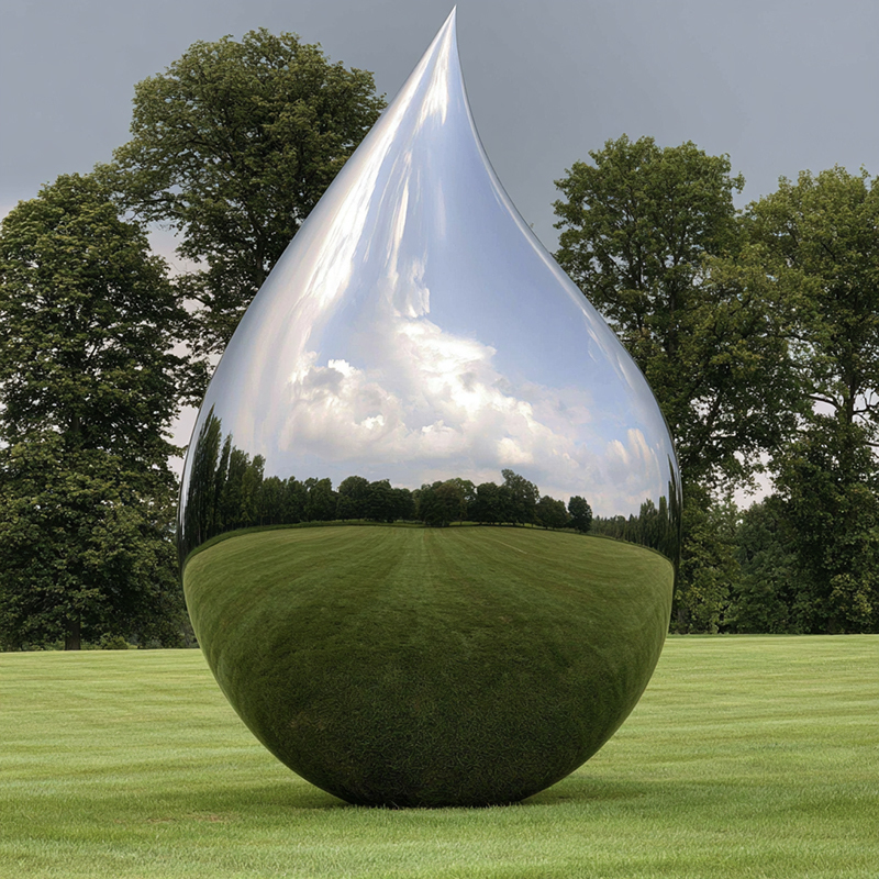 Large Mirror Finished Water Drop Stainless Steel Sculpture Outdoor Landscape Art