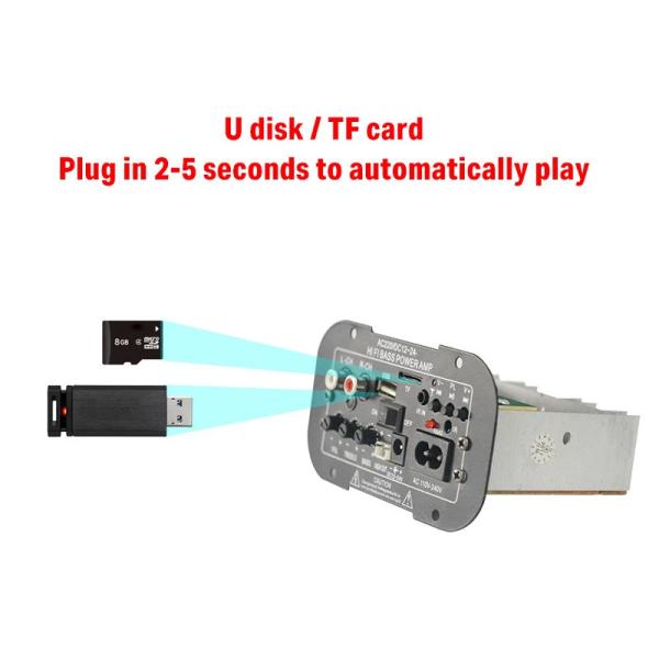 Bluetooth 5.0 FM Radio Power Amplifier Board with 100W Power for Home and Car Audio