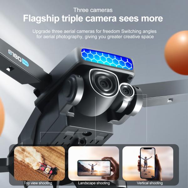 S180 Rc Brushless Drone HD Electrical Adjustment Aerial Photography Wifi Optical Flow Plastic 4 Axis Obstacle Avoidance