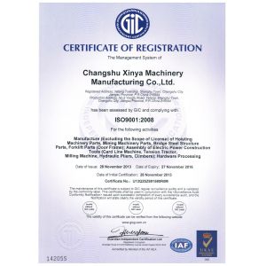 Changshu Xinya Machinery Manufacturing Co., Ltd. Certifications