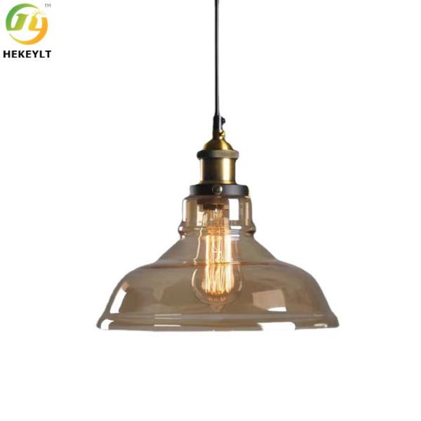 Round Decoration Modern Amber Glass Pendant Light LED 85V - 265V