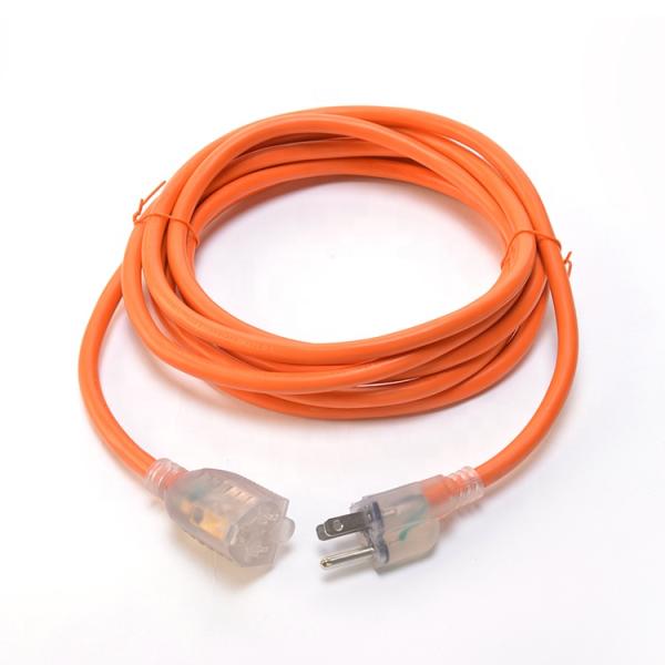 12 Gauge NEMA5-15 Extension Cord ETL Approved 12/3 SJTW Heavy Duty 3 Prong Orange PVC Copper NEMA 5-15R 14AWG Cable 10FT