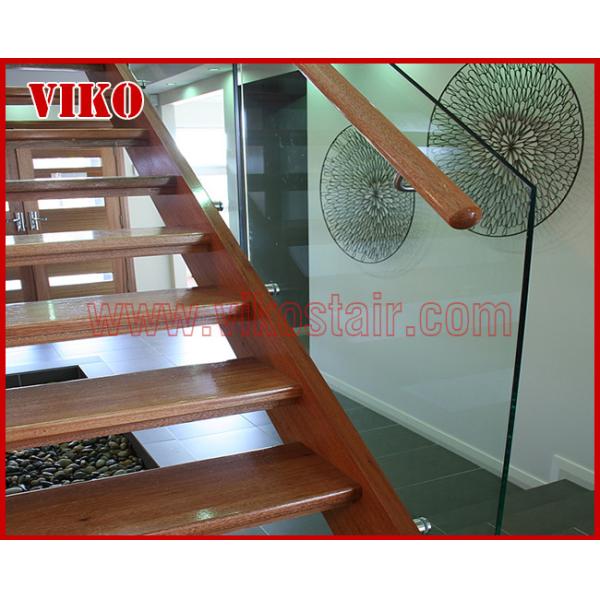 Double Steel Plate Staircase VK60S  Tread beech ,Railing tempered glass, Handrail b eech Stringer,carbon