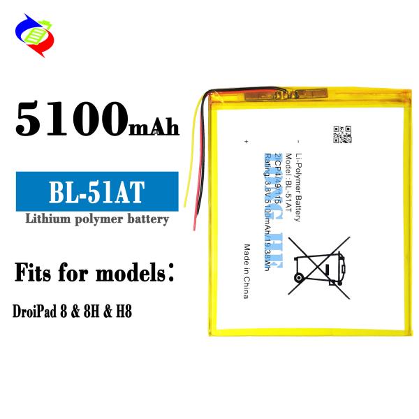 Bateria de longa duração BL-51AT 3.8V 5100mAh para DroiPad 8H H8 Telefone Móvel recarregável