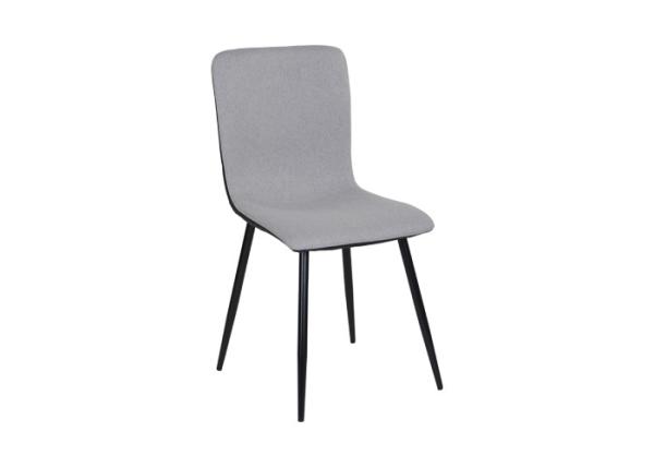 Four Tapered Metal Legs Grey Side Chair With Polyurethane Upholstered