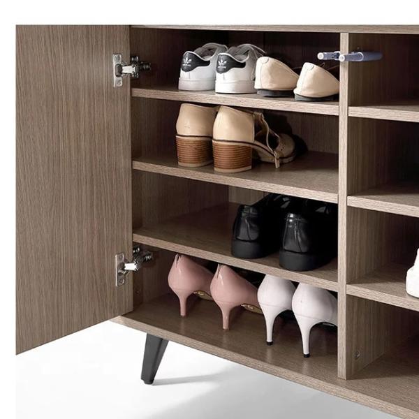 Wooden Doorway Shoe Rack Cabinet Tall Shoe Cabinet Storage 4 Tiers 2 Drawers