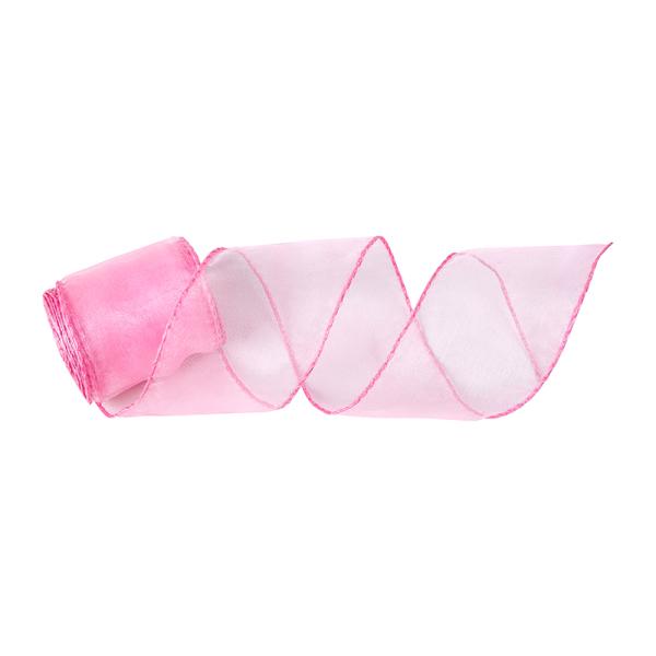 Organza Wired Sheer Ribbon Valentine's Day Wired Edge Ribbon 2.5 Inch Sheer Craft Ribbon