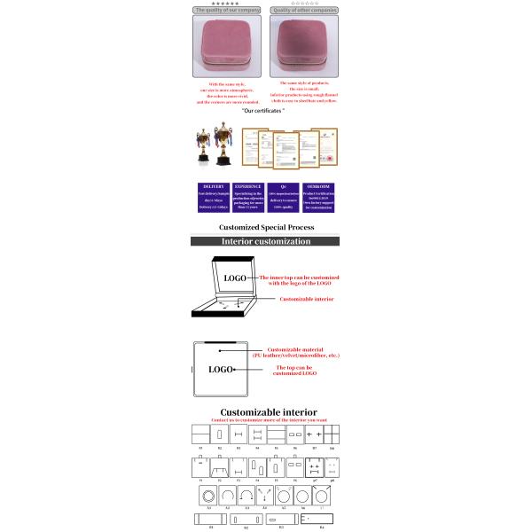 Caja de almacenamiento de joyas de terciopelo para los pendientes de tamaño personalizado