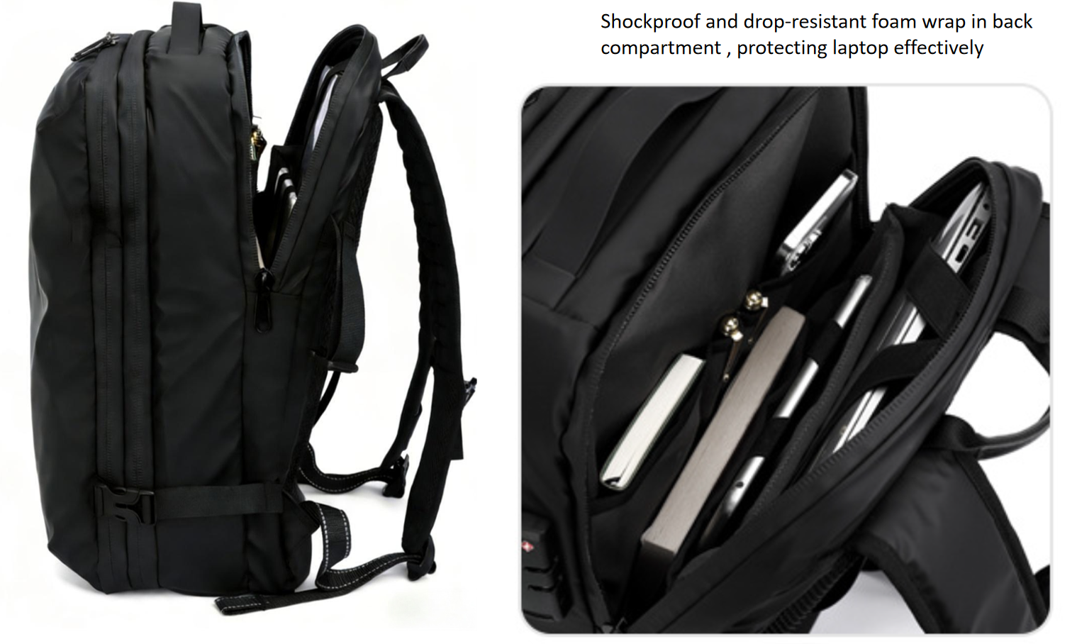 Business Travel Backpack With Vacuum Compression Storage Compartment Multifunctional Laptop Backpack Customized