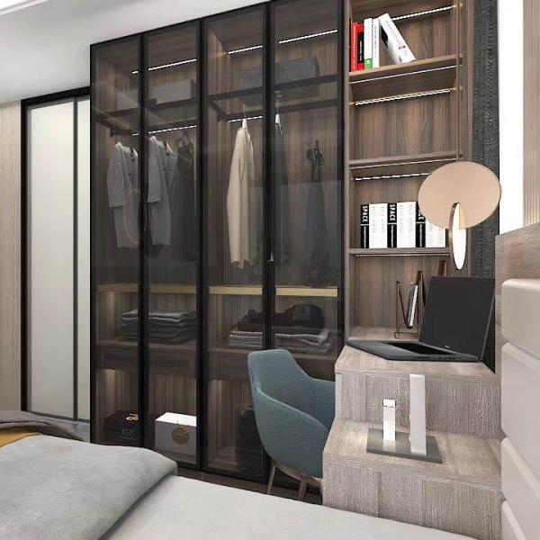 Современные застекленные открытые двери, гардеробные интерьеры, МДФ 7 футов, на заказ.