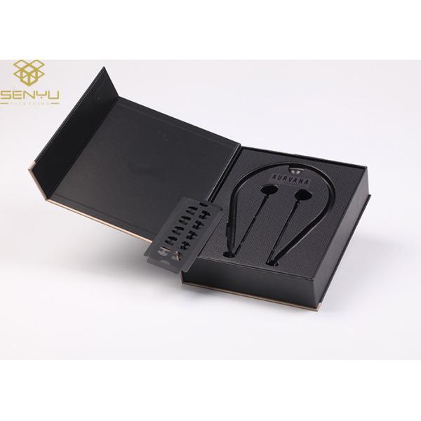 Embossing Black Cardboard 1500g Earphone Packaging Box