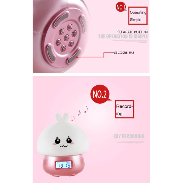 DC5V Silicone Night Light Alarm Clock 1000mA Battery For Kids