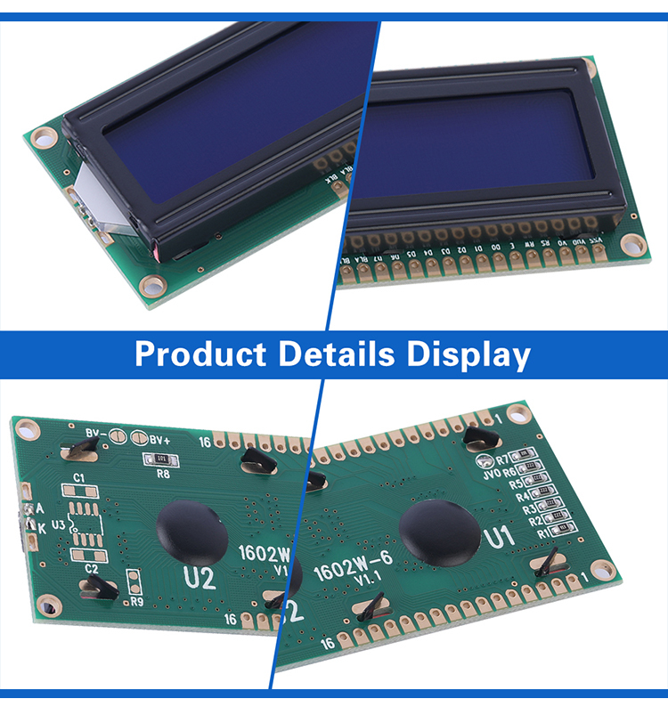 Blue Film White Letters 1602W-6 Double Row 16PIN Double Row LCD Screen 64*16MM AIP31066L LCD Module