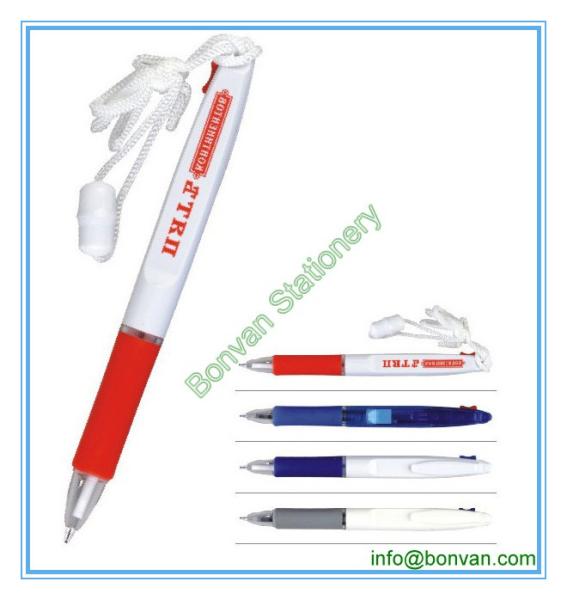 two color ball pen with lanyard,lanyard multicolor ball pen