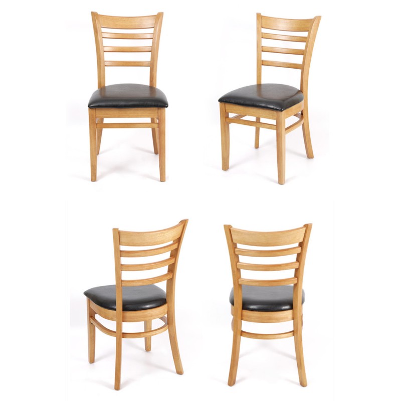 Factory Price Oak Pu Leather Wooden Chair for Dining Room Restaurant Coffee Shop