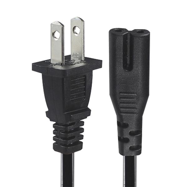 NEMA 1-15P to IEC C7 Power Cord -Flat Plug to Figure-8 Connector Cable for Laptop, DVD Player, Game Console, Small Appliances