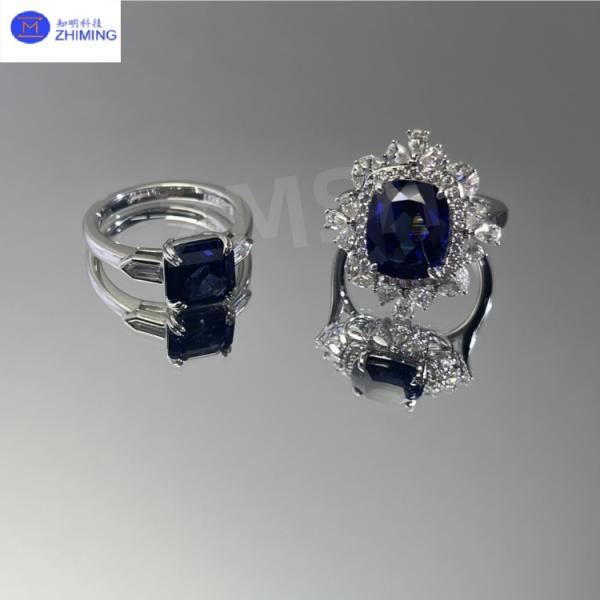 Custom Synthetic Colored Sapphire Gemstone Ring Royal Blue Handcrafted Jewelry