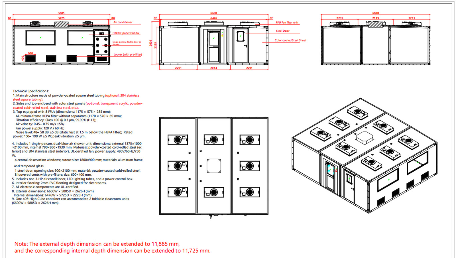 Easy-to-Install Modular Cleanroom with Expandable Design and HEPA Fan Filter Units for Time and Labor Savings
