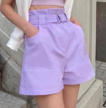 Sweet Cotton Short Pants Anti Wrinkle Korean Casual Pants With Belt