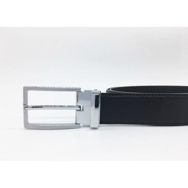 Business And Casual Mens Leather Dress Belt Curved Strap With Metal Tip Buckle