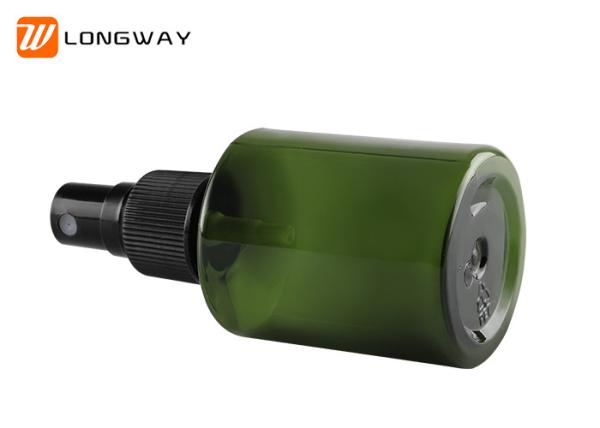 Travel Plastic green Slopping Shape Bottle with Aluminium Spray Pump for Cosmetic Toner Packing