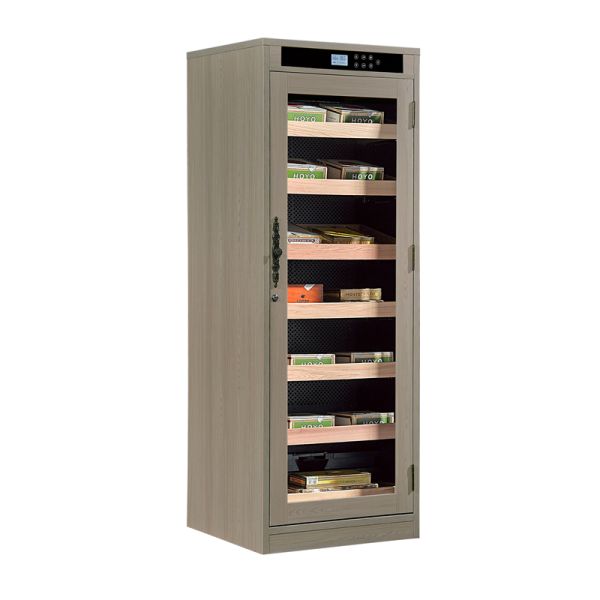 Wooden Frame Electric Cigar Cooler with Consistent Humidity Control and Glass Door Secure Locker