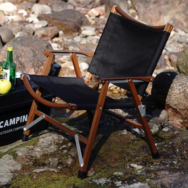 Eco Friendly Wooden Lightweight Camping Chair Folding Red For Outdoor Picnic