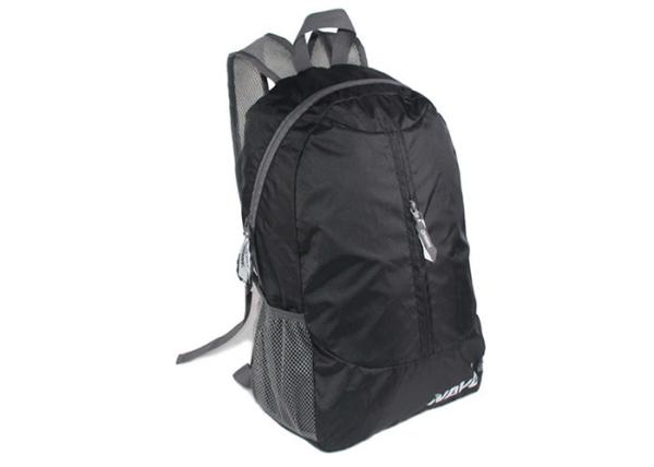 Black Nylon Foldable Backpack Waterproof Two Way Zip Rucksack