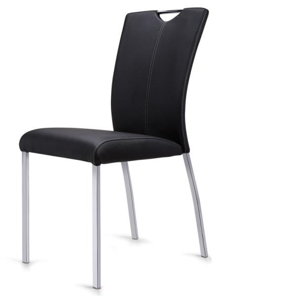 Wear Resistant Leather Dining Room Chairs With Electroplated Steel Legs