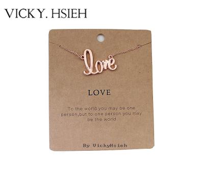 VICKY.HSIEH Rose Gold Tone  "Love" Letters Pendant Inspiration Alloy Necklace